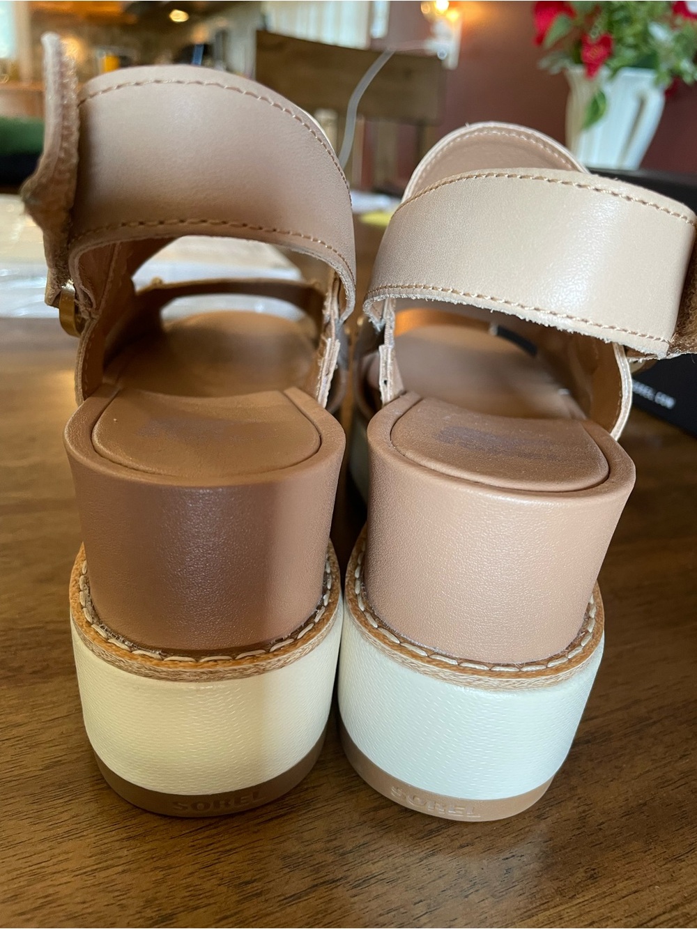 Sorel Blush-Tan Platform Slingback Wedge Sandals - Picture 7 of 7